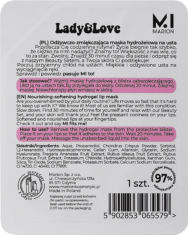 GIFT! Nourishing & Softening Hydrogel Lip Mask - Marion Lady & Love Nourishing-softening Hydrogel Lip Mask — photo N2