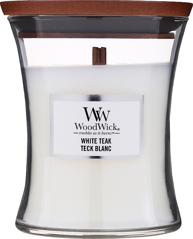Scented Candle - WoodWick Hourglass White Teak Teck Blanc  — photo N2