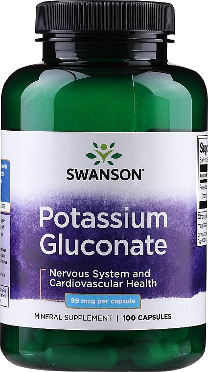 Potassium Gluconate Dietary Supplement, 99mg 100pcs - Swanson Potassium Gluconate — photo N2