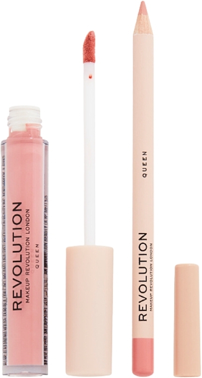Lip Makeup Set - Makeup Revolution Lip Contour Kit Queen (lip/gloss/3ml + lip/pencil/0.8g) — photo N14