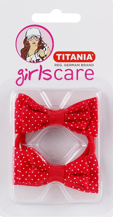 Elastic Hair Ties, red, 6 cm, 2 pcs - Titania — photo N1