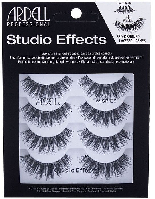False Lashes - Ardell Prof Studio Effects Wispies False Eyelashes Black — photo N4