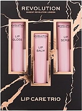 Fragrances, Perfumes, Cosmetics Set - Makeup Revolution Lip Care Trio (lip/balm/8ml + Lip/Scrub/8ml + lip/gloss/8ml)