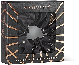 Fragrances, Perfumes, Cosmetics Silk Hair Tie with Crystals, black - Crystallove Crystalized Silk Scrunchie Black