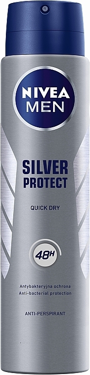 Men Antiperspirant Deodorant Spray "Silver Protection" - NIVEA Deodorant Silver Protect For Men — photo N2