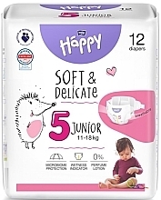 Baby Diapers 11-18 kg, size 5 Junior, 12 pcs - Bella Baby Happy Soft & Delicate — photo N1