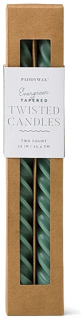 Decorative Candle Set, green - Paddywax Cypress & Fir Evergreen Twisted Taper Candles — photo N1