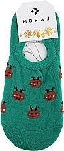 Women Short Socks with Christmas Motif, deer, green - Moraj — photo N1