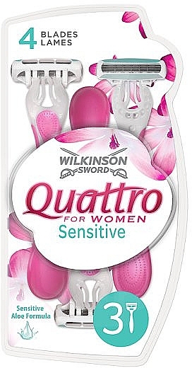 Women Shaving Razor - Wilkinson Sword Quattro For Women Sensitive — photo N1