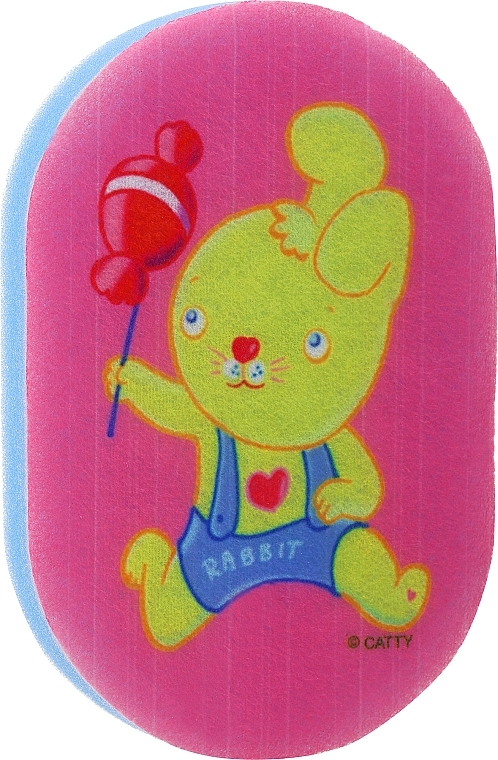 Kids Bath Sponge, blue and pink with bunny - LULA — photo N1