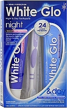 Fragrances, Perfumes, Cosmetics Set with Purple Toothbrush - White Glo Night & Day Toothpaste (t/paste/65ml + t/gel/65ml + toothbrush)