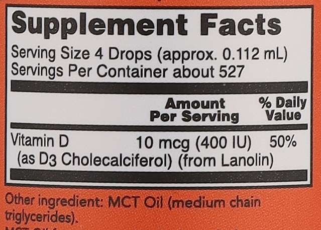 Drops "Vitamin D3" - Now Foods Liquid Vitamin D3 400 IU — photo N4