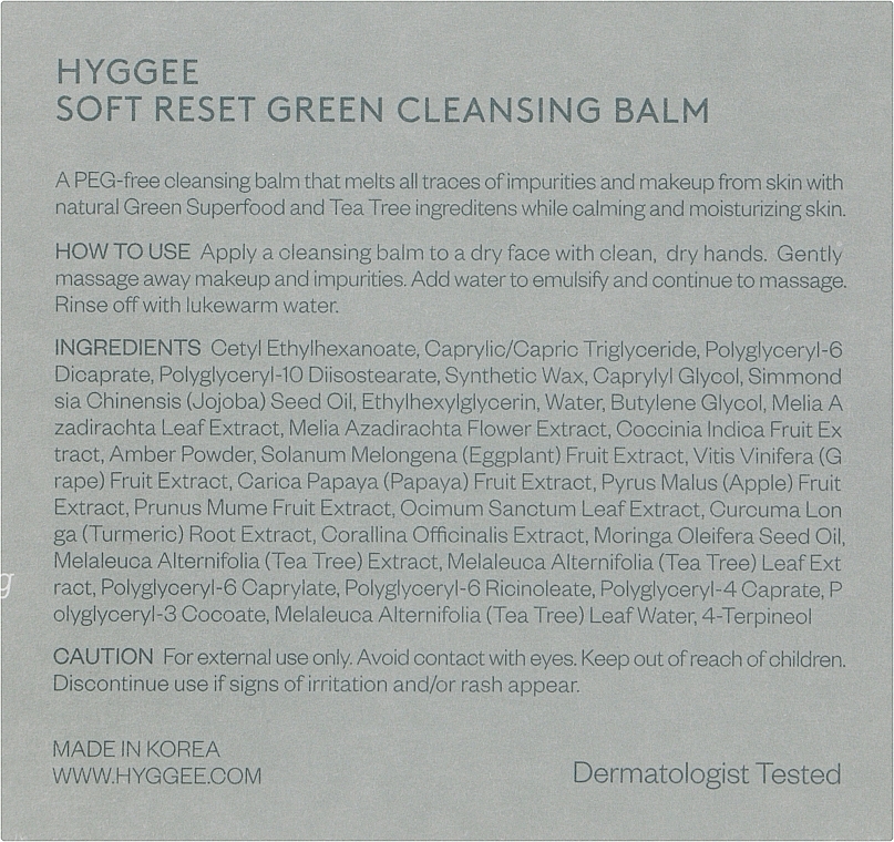 Makeup Remover Balm - Hyggee Soft Reset Green Cleansing Balm — photo N3