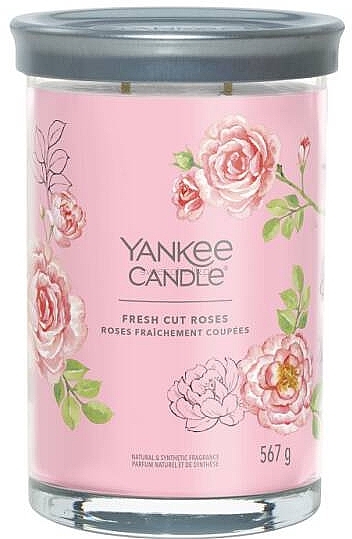 Scented Candle in Glass 'Fresh Cut Roses', 2 wicks - Yankee Candle Singnature — photo N1