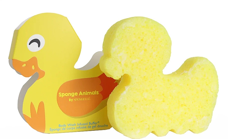 Reusable Foaming Bath Sponge for Kids 'Duck' - Spongelle Animals Sponge Duck Body Wash Infused Buffer — photo N1