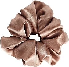 Fragrances, Perfumes, Cosmetics Natural Silk Hair Scrunchie, lush, dark beige - de Lure Scrunchie