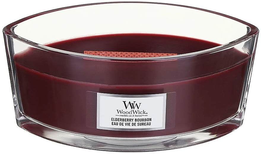 Scented Candle with Bourbon, Fruits & Wood Scent - Woodwick Ellipse Elderberry Bourbon — photo N1