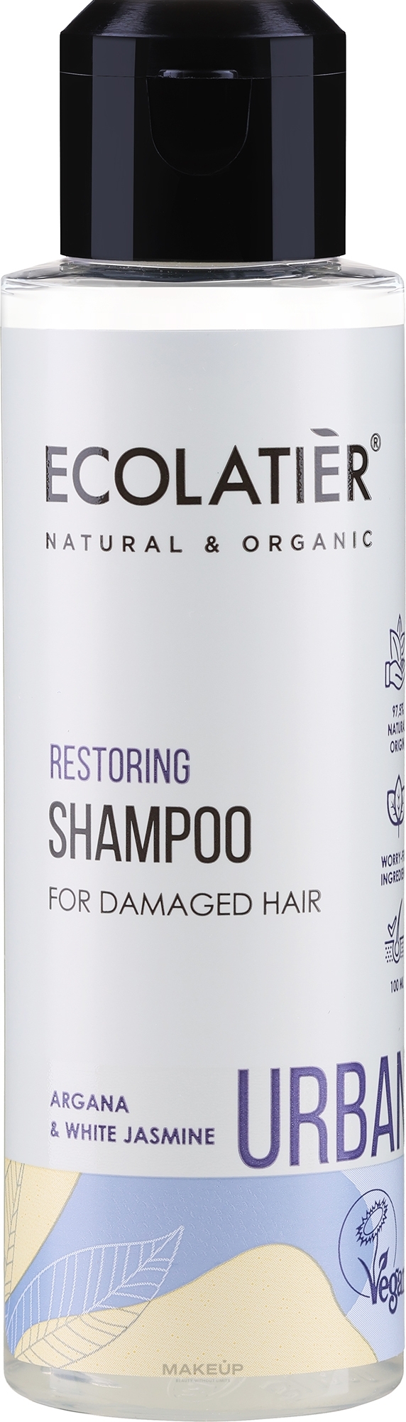 Repairing Shampoo for Damaged Hair 'Argan & White Jasmine' - Ecolatier Urban Restoring Shampoo — photo 100 ml