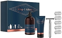 Set - Gillette King C. (sh/gel/350ml+shav/gel/150ml+razor/1pcs+razors/5pcs) — photo N2