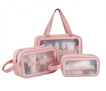 3in1 Makeup Bag Set, pink - Ecarla — photo N1