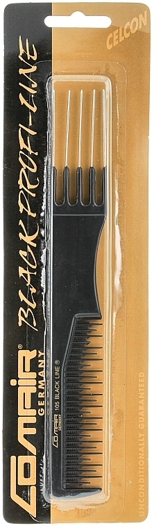 Teasing Brush with Comb #105 B "Black Profi Line", black, 19,5 cm - Comair — photo N1