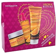 Fragrances, Perfumes, Cosmetics Set - Dermacol Aroma Ritual Belgian Chocolate (sh/gel/250ml + soap/250ml + b/peel/200ml)