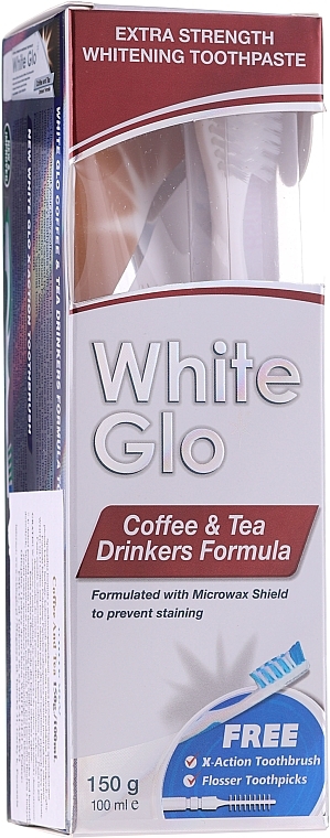 Set "Coffee & Tea Drinkers", white & orange toothbrush - White Glo Coffee & Tea Drinkers Formula Whitening Toothpaste (toothpaste/100ml + toothbrush) — photo N5