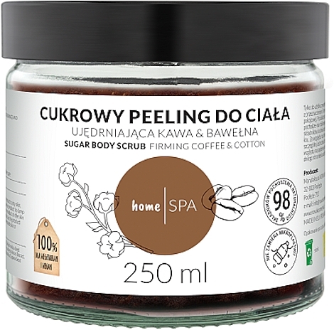 Coffee & Cotton Sugar Body Peel - Nova Kosmetyki HomeSPA Sugar Body Scrub Firming Coffee And Cotton  — photo N1