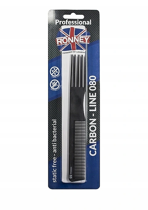 Hair Comb, 190mm - Ronney Professional Carbon Comb Line 080 — photo N1