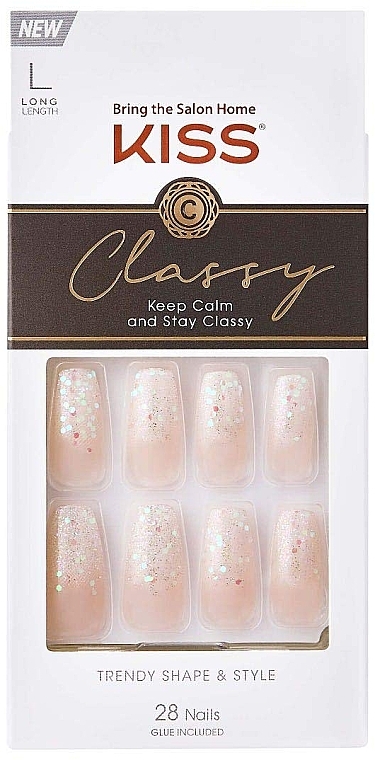 False Nails Set with Glue - Kiss Classy L Long Nails — photo N1