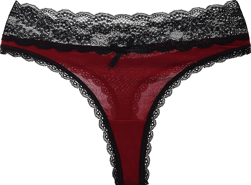 Rayon Thongs with Lace Waistband, red - Moraj — photo N1