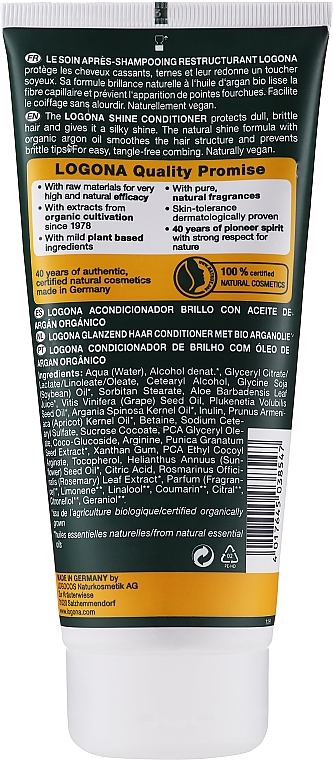 Shine & Repair Argan Oil BIO Conditioner for Damaged Hair - Logona Hair Care Conditioner — photo N2