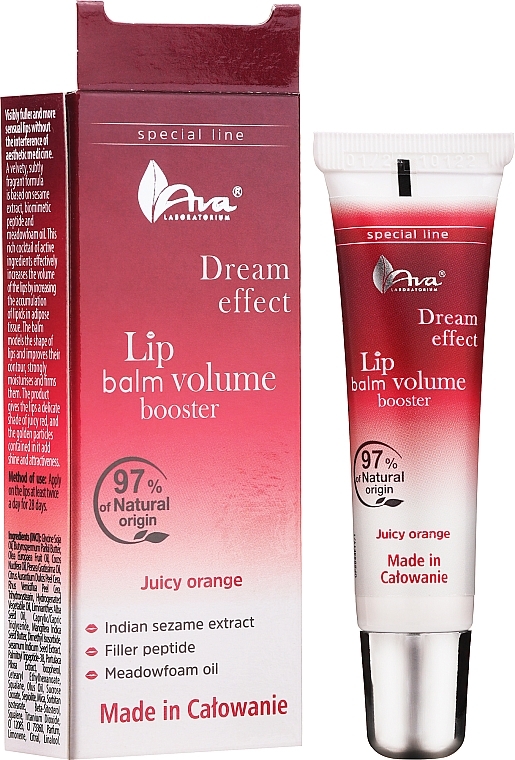 Volume Booster Lip Balm "Juicy Orange" - AVA Laboratorium Dream Effect Lip Balm Volume Booster — photo N11