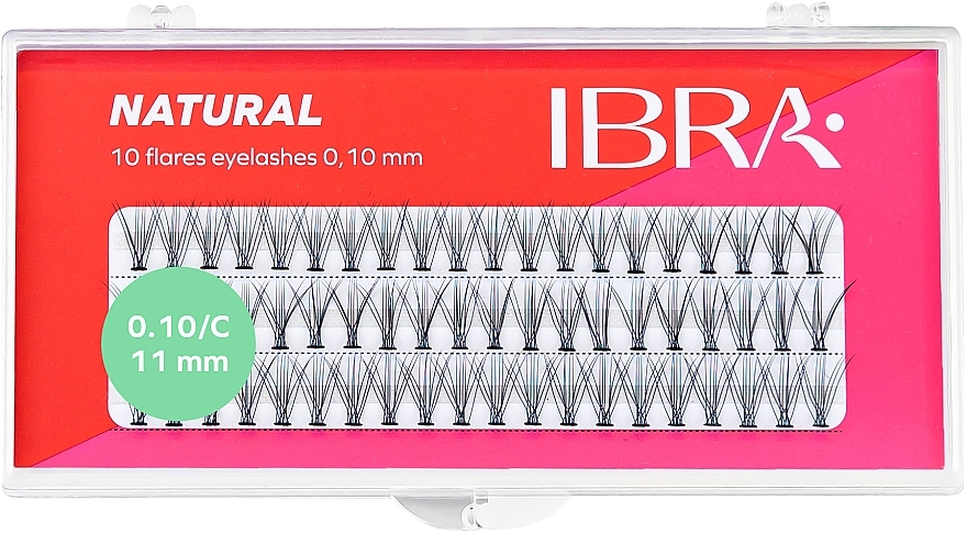 Individual Lashes "C", 010, 11 mm - Ibra Eyelash Knot Naturals — photo N1