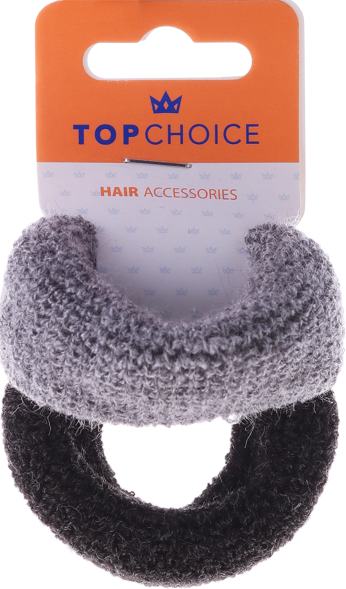 Thick Elastic Hair Ties, 2 pcs, black & gray - Top Choice — photo 2 szt.