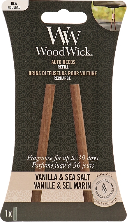 Car Reed Diffuser (refill) - Woodwick Vanilla & Sea Salt Auto Reeds Refill — photo N1