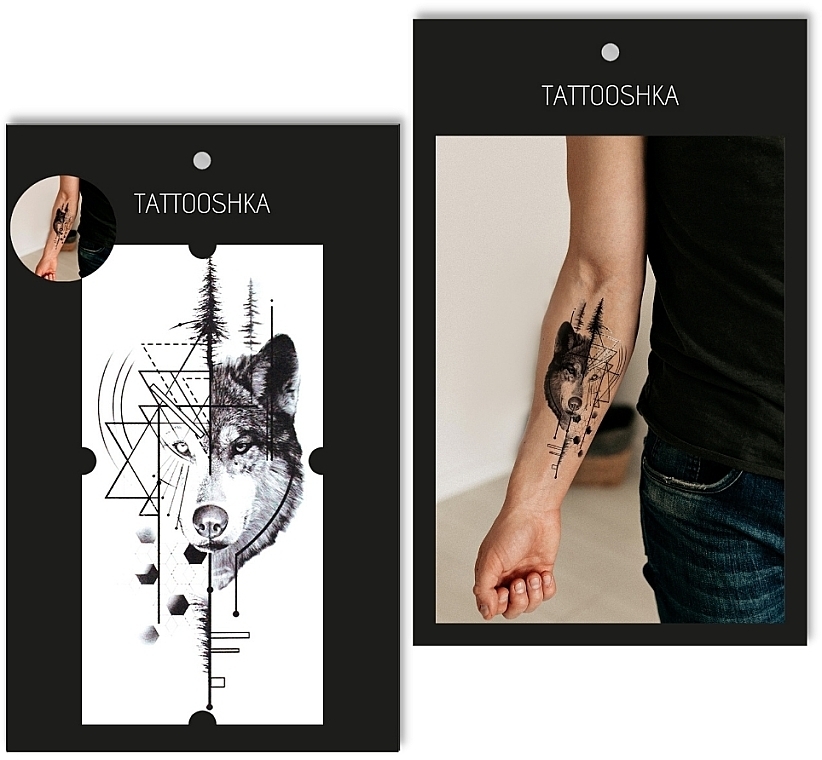 Temporary Tattoo 'Geometric Wolf' - Tattooshka — photo N3