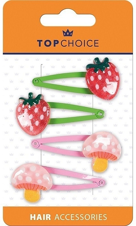 Hair Clips "Strawberry & Mushroom", 23910 - Top Choice — photo N2