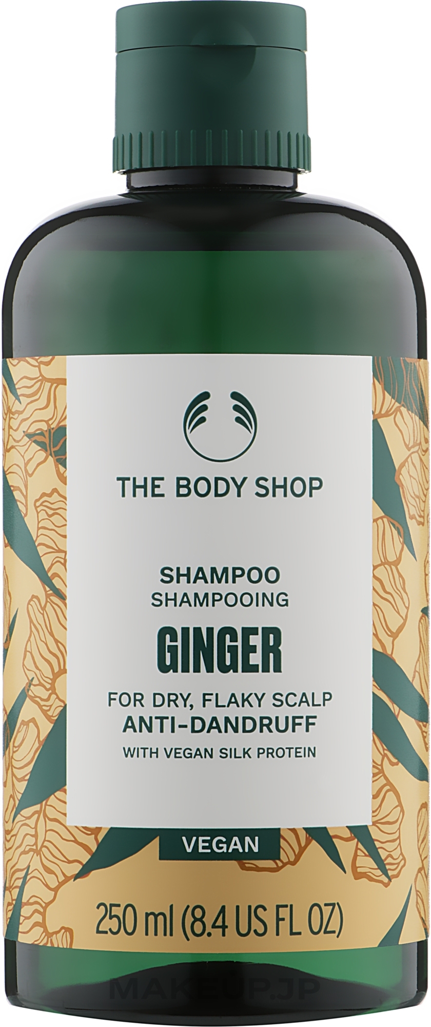 Anti-Dandruff Ginger & Silk Protein Shampoo for Dry, Flaky Scalp - The Body Shop Ginger Shampoo Anti-Dandruff Vegan — photo 250 ml