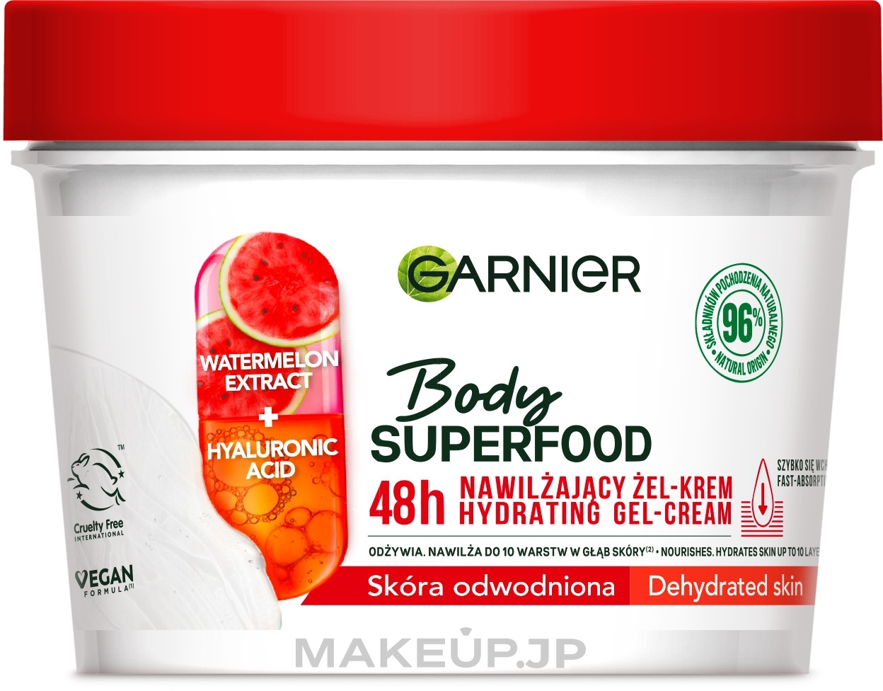 Body Gel Cream for Dry Skin - Garnier Body SuperFood Watermelon & Hyaluronic Acid Hydrating Gel-Cream — photo 380 ml