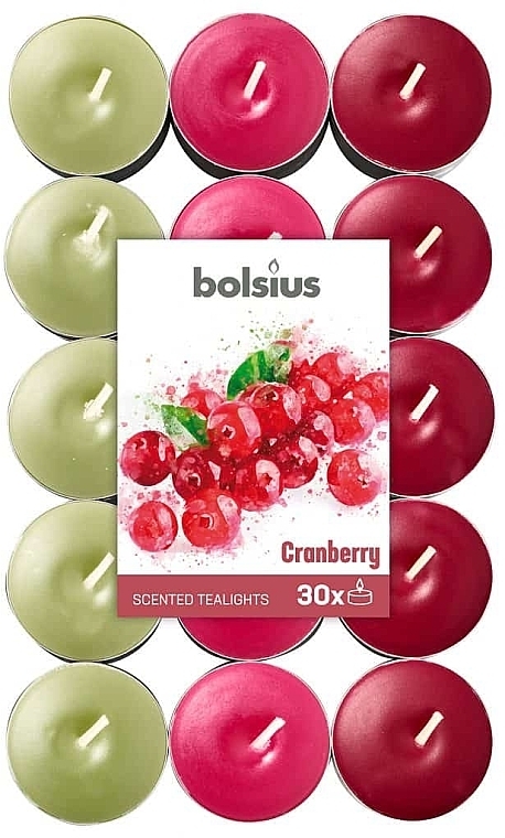 Cranberry Tealights - Bolsius Scented True Glow Cranberry — photo N1