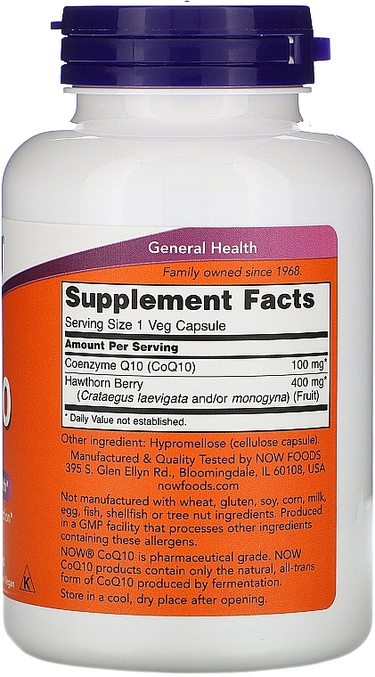 Coenzyme Q10, 180 capsules - Now Foods CoQ10 with Hawthorn Berry — photo N2
