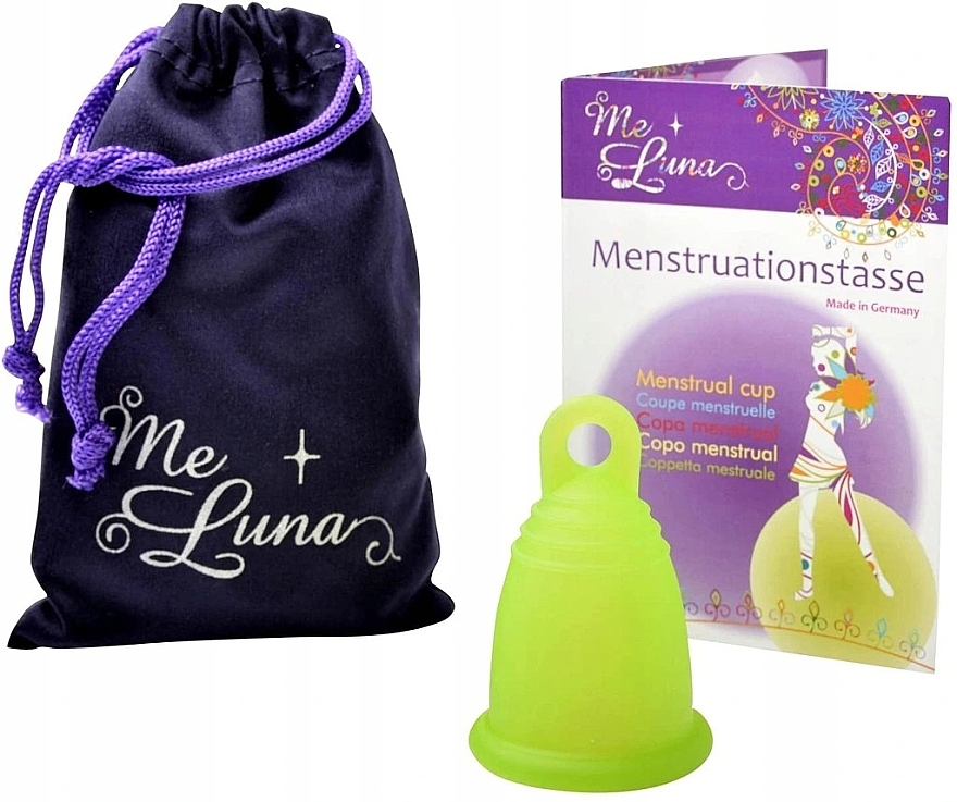 Menstrual Cup with Ring, M-size, green - MeLuna Classic Menstrual Cup Ring — photo N1