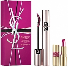 Fragrances, Perfumes, Cosmetics Set - Yves Saint Laurent Eyes Mascara Volume Effet Faux Cils The Curler Make-Up Set (mascara/6.6ml + lipstick/4.5g)