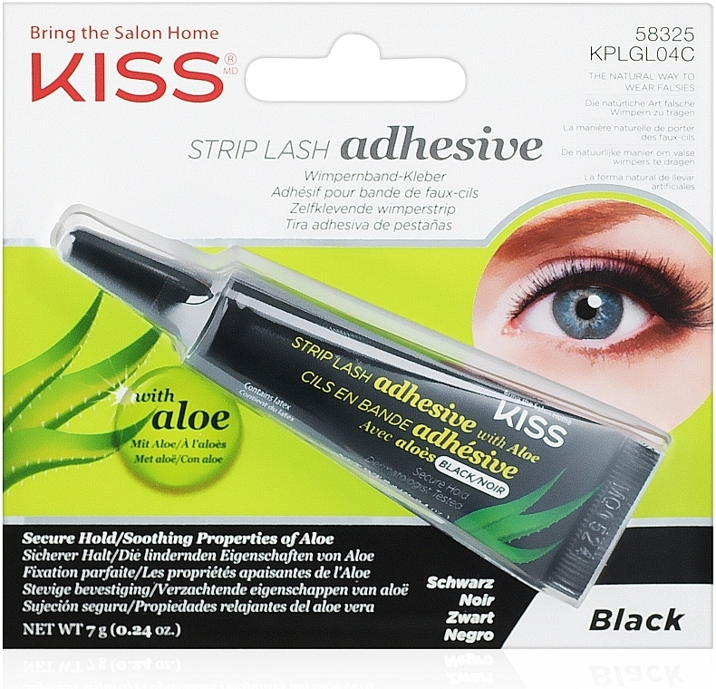 KISS Strip Lash Adhesive Black - False Lashes Glue with Aloe — photo N1