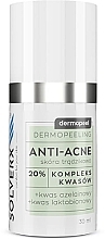 Fragrances, Perfumes, Cosmetics Face Peeling with 20% Azelaic & Lactobionic Acid - Solverx Dermopeel Peeling Anti-Acne
