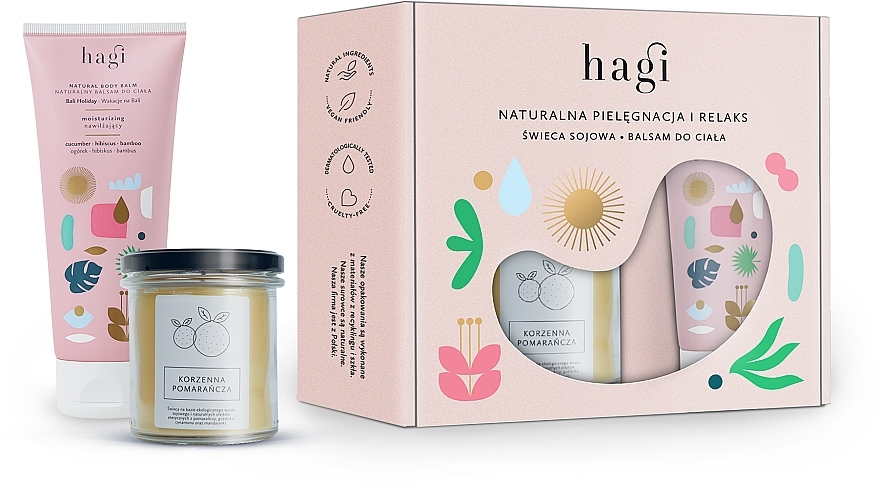 Set - Hagi Natural Care and Relaxation (candle/215g + b/balm/200ml) — photo N1