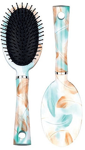 Oval Massage Hair Brush "Leaves", 10 rows - Titania — photo N2