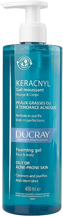 Cleansing Gel for Oily, Acne-Prone Skin, with dispenser - Ducray Keracnyl Foaming Gel — photo N1