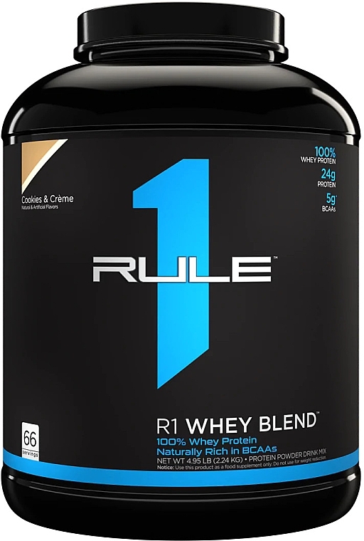 Cookie and Cream Concentrate Whey Protein - Rule One R1 Whey Blend Cookies & Creme — photo N1